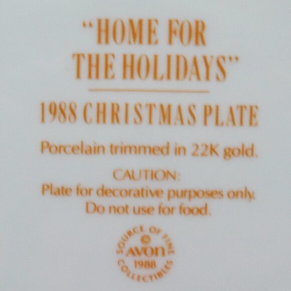 VTG 1988 HOME FOR THE HOLIDAYS Porcelain Plate with 22K Gold Trim NEW - Picture 5 of 5